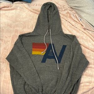 Aviator Nation Gray and Red Sweater with Rainbow Logo
